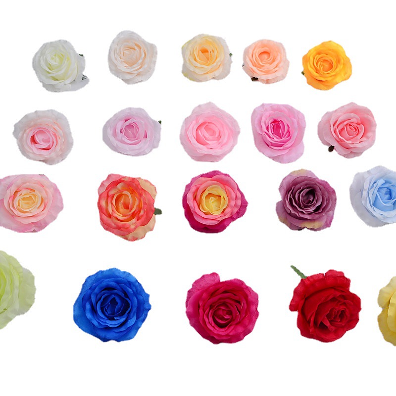 Cabezales de flores de rosas artificiales Flores decorativas Bamos Bouquets Diy Crafts Ducha de novia Centros Arreglos Decoraciones de mesas de fiesta W0044