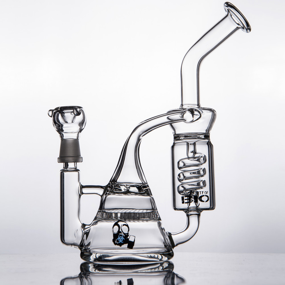 Heady BIO Beaker Bang Handmade Sprial Hookahs Fliter Perc Glass Bubbler Coil Honeycomb Percolator Recycler Water Pipes Oil Rigs for Smoking with 14mm Joint