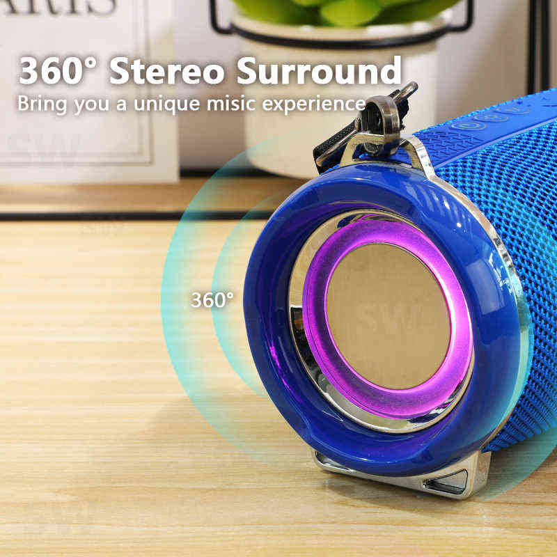Taşınabilir Hoparlörler Taşınabilir Bluetooth Hoparlör Açık Radyo Ses Amplifikatörü Su Geçirmez Soundbar Sütunu U Disk Kablosuz Subwoofer LED Işık Soundbox T220831