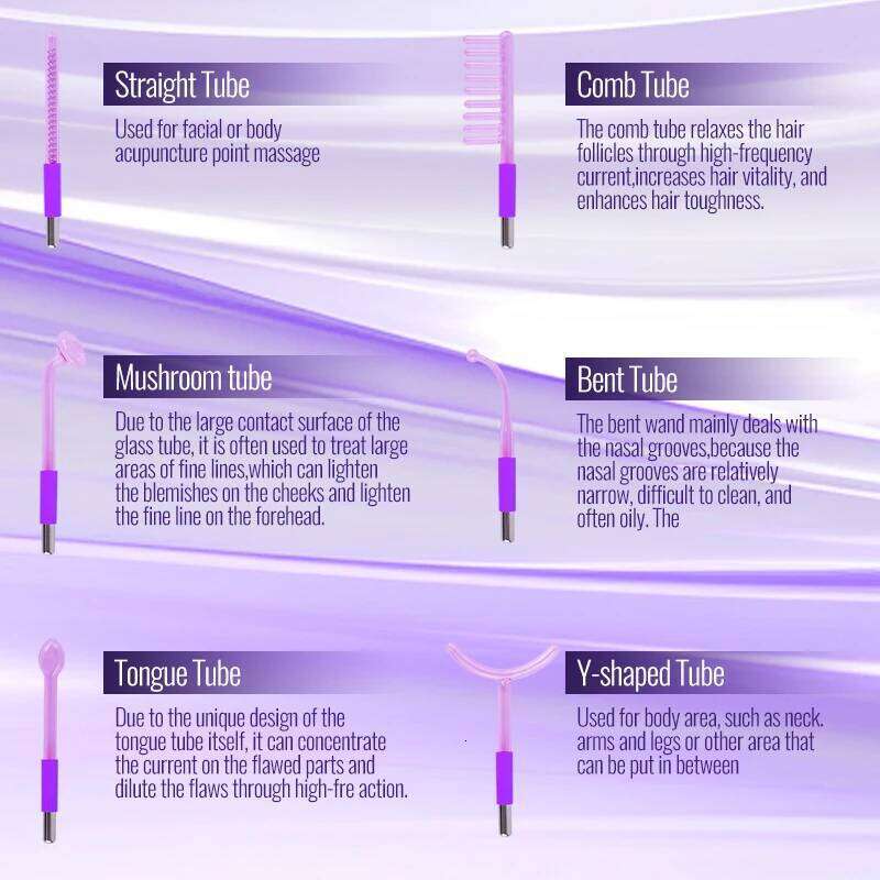 Argon/Neon High Frequency Facial Hine Mushroom Bend Comb Tube Electrotherapy Physiotherapy Anti-Iammatory Device For Acne