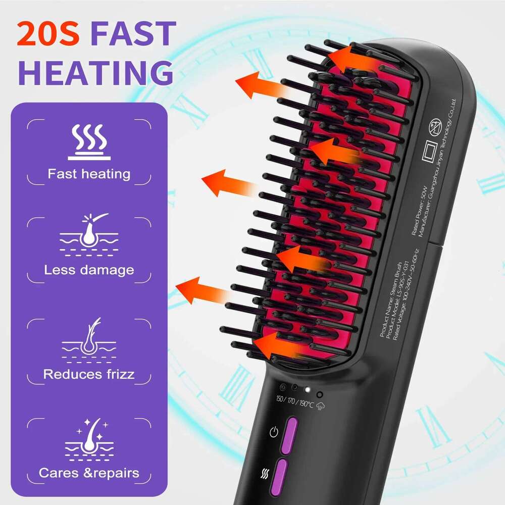 Hot Straightener Electric Negative Ion Heating Comb For Men Beard Straightening Brush Wet Dry Use Quick Hair Styler