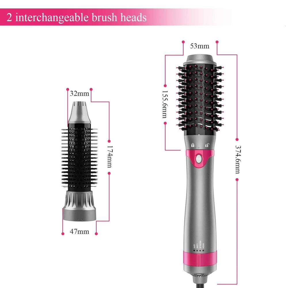 3Th With Interchangeable Head 110V Hair Straightener Curler Comb Brush One Step Styler Volumizer Ion Blow Dryer