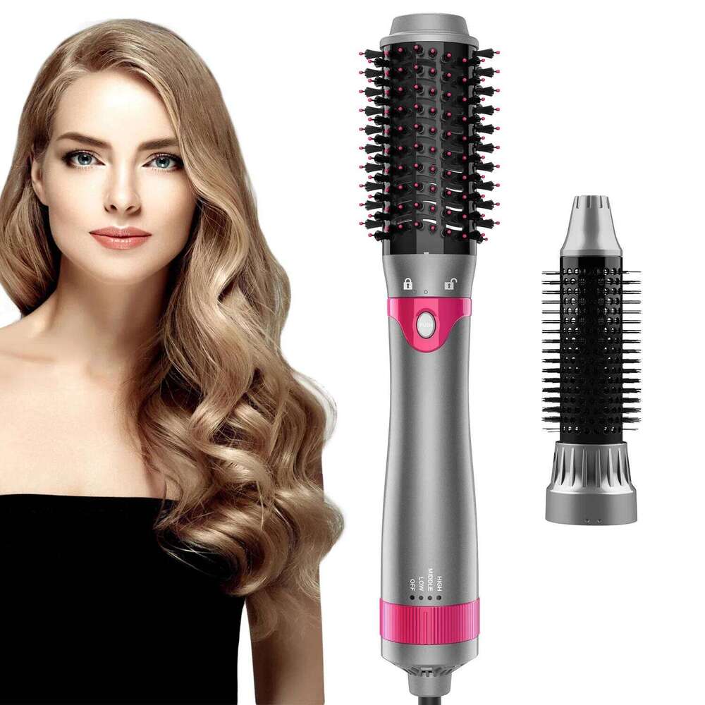 3Th With Interchangeable Head 110V Hair Straightener Curler Comb Brush One Step Styler Volumizer Ion Blow Dryer