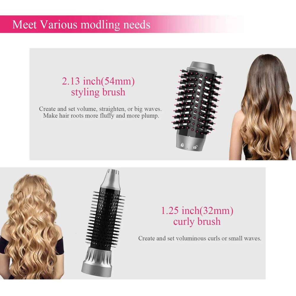 3Th With Interchangeable Head 110V Hair Straightener Curler Comb Brush One Step Styler Volumizer Ion Blow Dryer