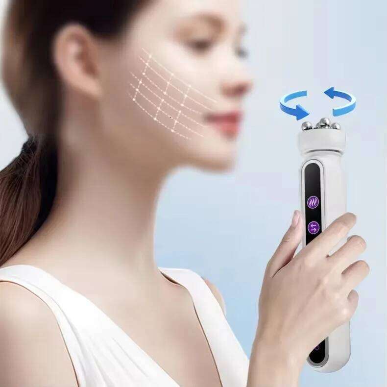 3In1 RF Heating EMS Facial 360° Roller Massager For Fine Lines Lifting Rejuvenation Skin Firm Microcurrent Beauty Hine