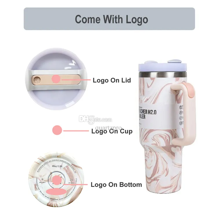Quencher H2.0 40oz Stainless Steel Tumbler With Handle Lid and Straw / 40 oz Travel Sublimation Mug Insulated Water Beer Car Cup Nice Buddy Quality Guarantee