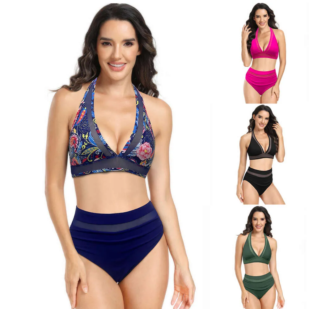 Neu Hohe Taille Split Hollow Mesh Spliting Badeanzug Weiblich Sexy Bikini Ting Von