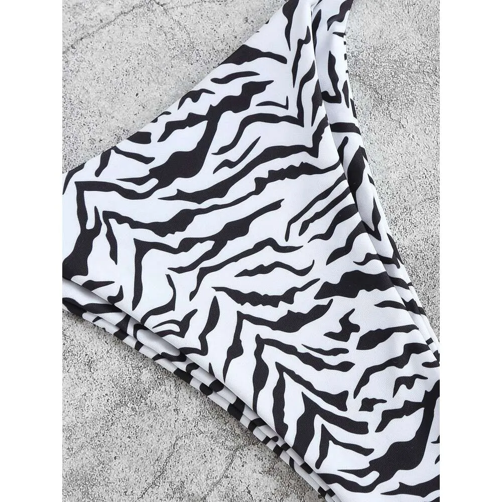 Zebra Print Micro Bikini Set Sexy Swimwear For Women With Thong