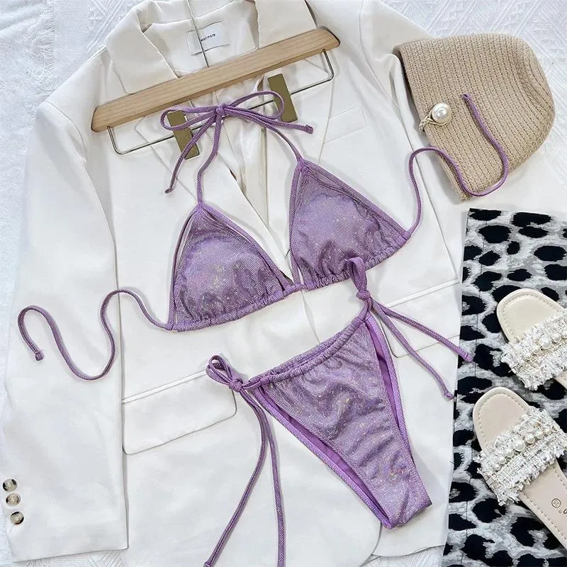 Swimwear Pour Femmes Micro Bikini Femme Maillot De Bain Violet Femme String Bikinis Set