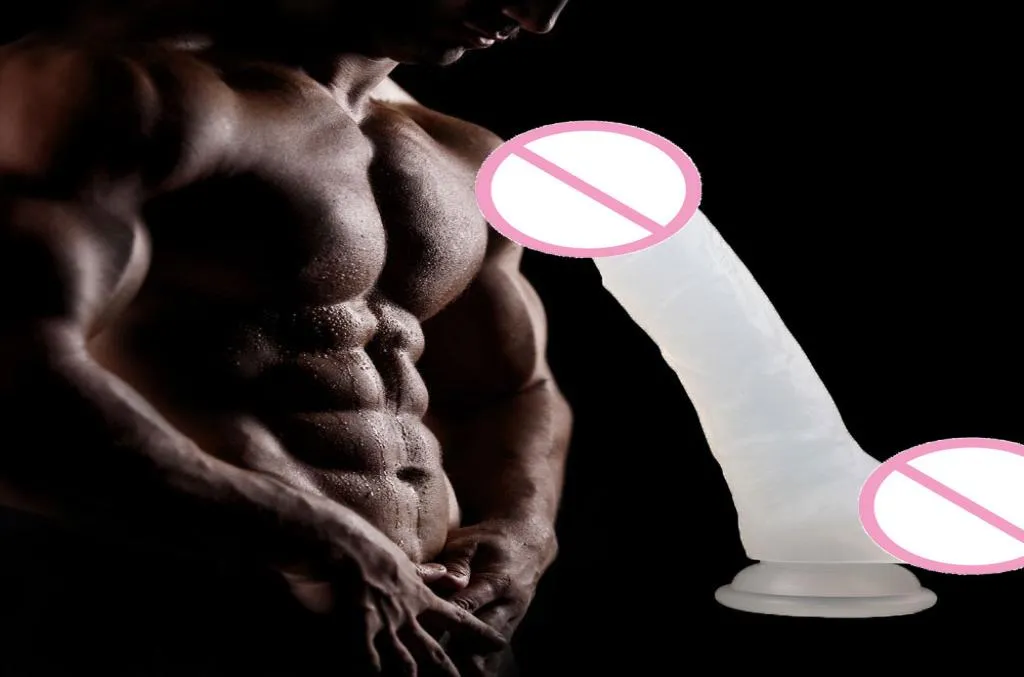 Crystal Huge Dildo Realistic Rubber Suction Cup Penis Vibrator For Woman Masturbation Gspot