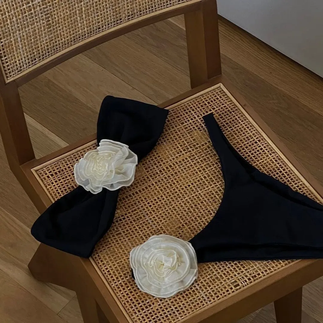 D Flower Bikini Set Sexy Women Swimsuit Micro Bikini Push Up Bikinis Bathing Suit Halter