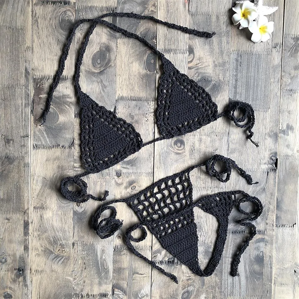 Sexy Handmade Crochet Micro Bikini Set Back With G Thong And String For Women Perfect For Beach