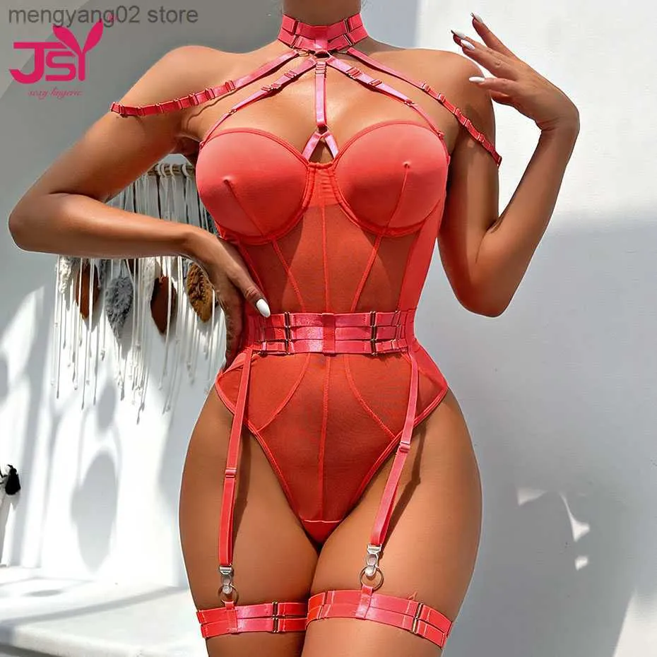 Sexy Set Jsy Sexy Body Lingerie Orange Halter Intimo Da Donna Set