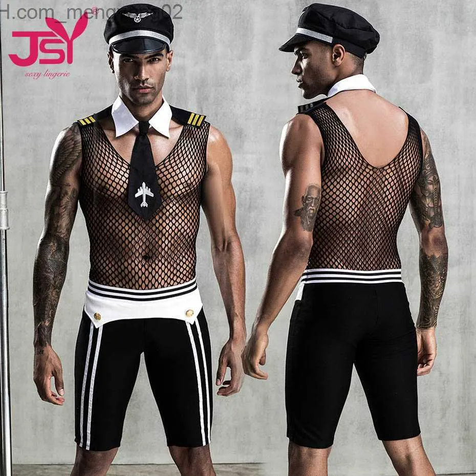 Sexy Set JSY Sexy Police Uniform Cosplay Lingerie Set Black Leather