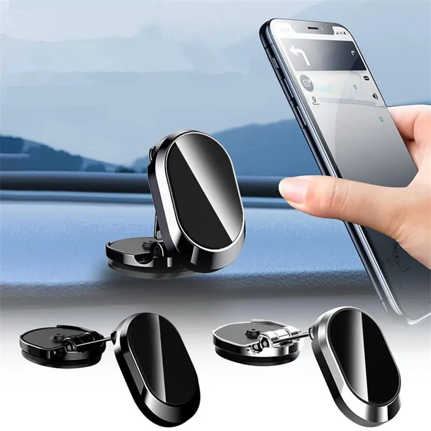 2023 Magnetic Car Phone Holder Magnet Smartphone Mobile Stand Cell GPS For iPhone 14 13 12 Pro Max Xiaomi Mi  Samsung LG Metal Magnetic Car Foldable Phone Stand