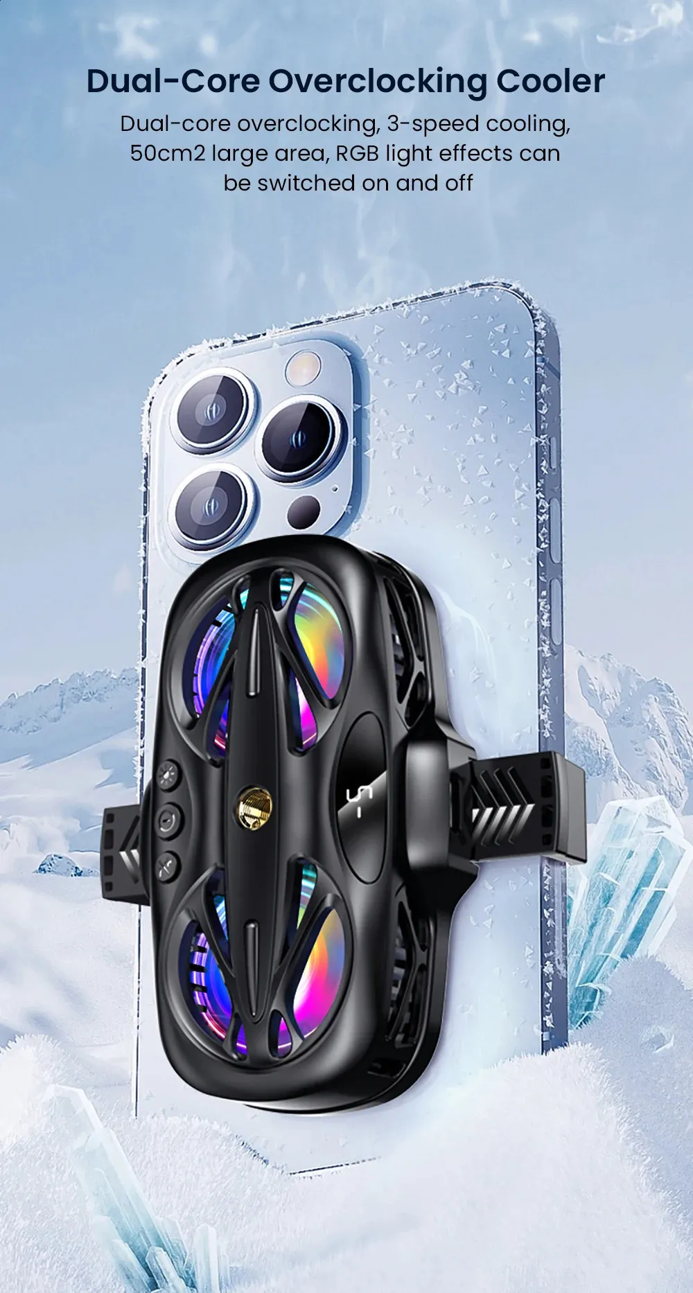 game phone cooler phone fan three adjustable modes