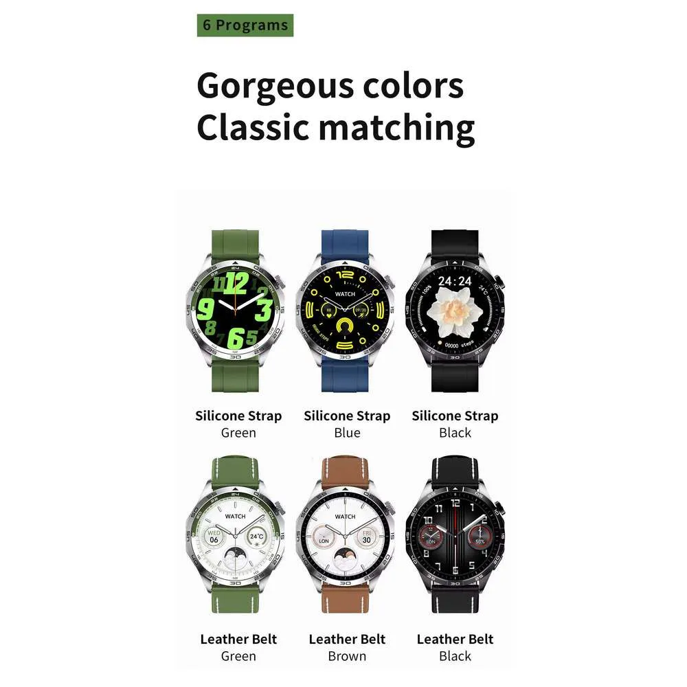 DHgadgets Men Smart HD Replaceable Strap 1.43" AMOLED Business BT Call Health Watch for Sport Heart Rate Monitoring Smartwatch