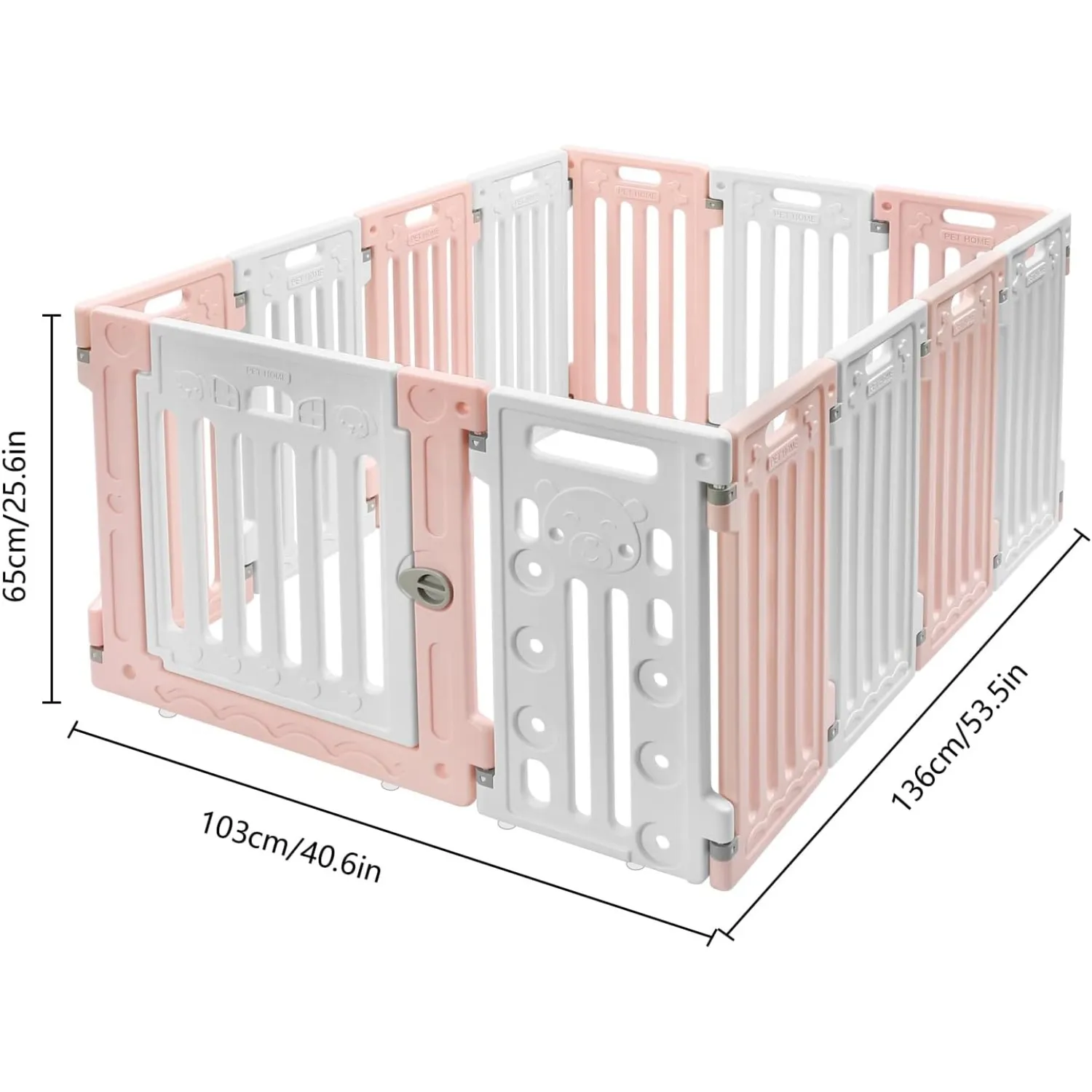 Dog Playpen with Door, 12 Panels Pet Safety Fence Foldable Puppy Pen Indoor Dog Fence, Plastics Enclosure Dog Pen Indoor for Small Dogs and Cats, Easy Assemble