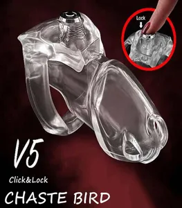 Latest Design HT V5 Click Lock Padlock Male Natural Resin Device Set Cock Cage Penis Ring Bondage Fetish Adult Sex Toy 3 Color A550 968244134