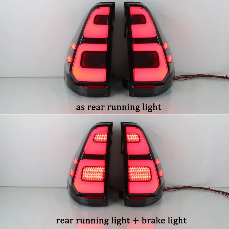 Car LED Taillight Tail Light For Toyota Prado 120 FJ120 2003-2009 LED Rear Running Lamp + Brake + Reverse + Dynamic Turn Signal