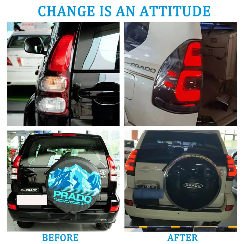 Car LED Taillight Tail Light For Toyota Prado 120 FJ120 2003-2009 LED Rear Running Lamp + Brake + Reverse + Dynamic Turn Signal