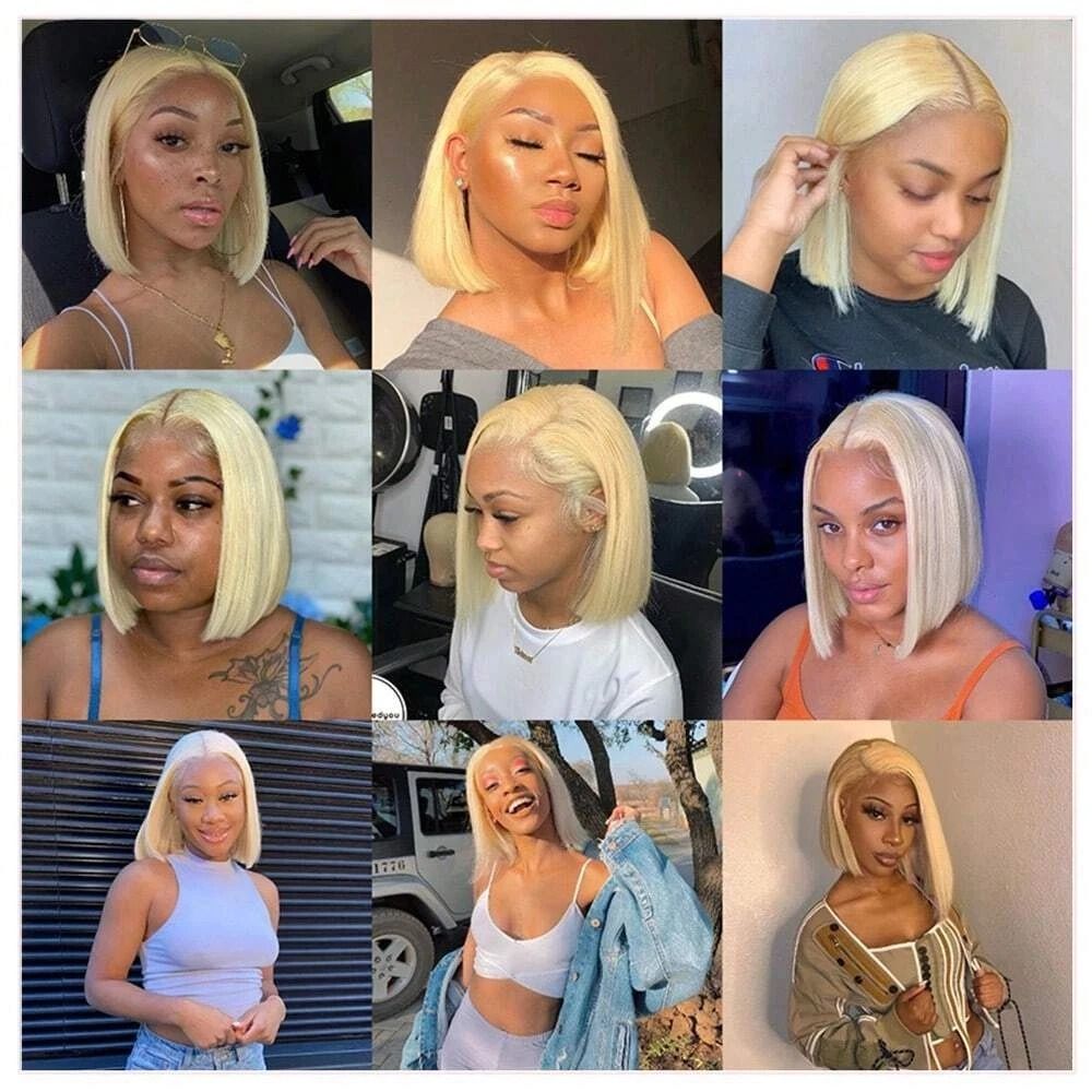 Blonde 13x6 HD Lace Straight Bob Wig detail view 3