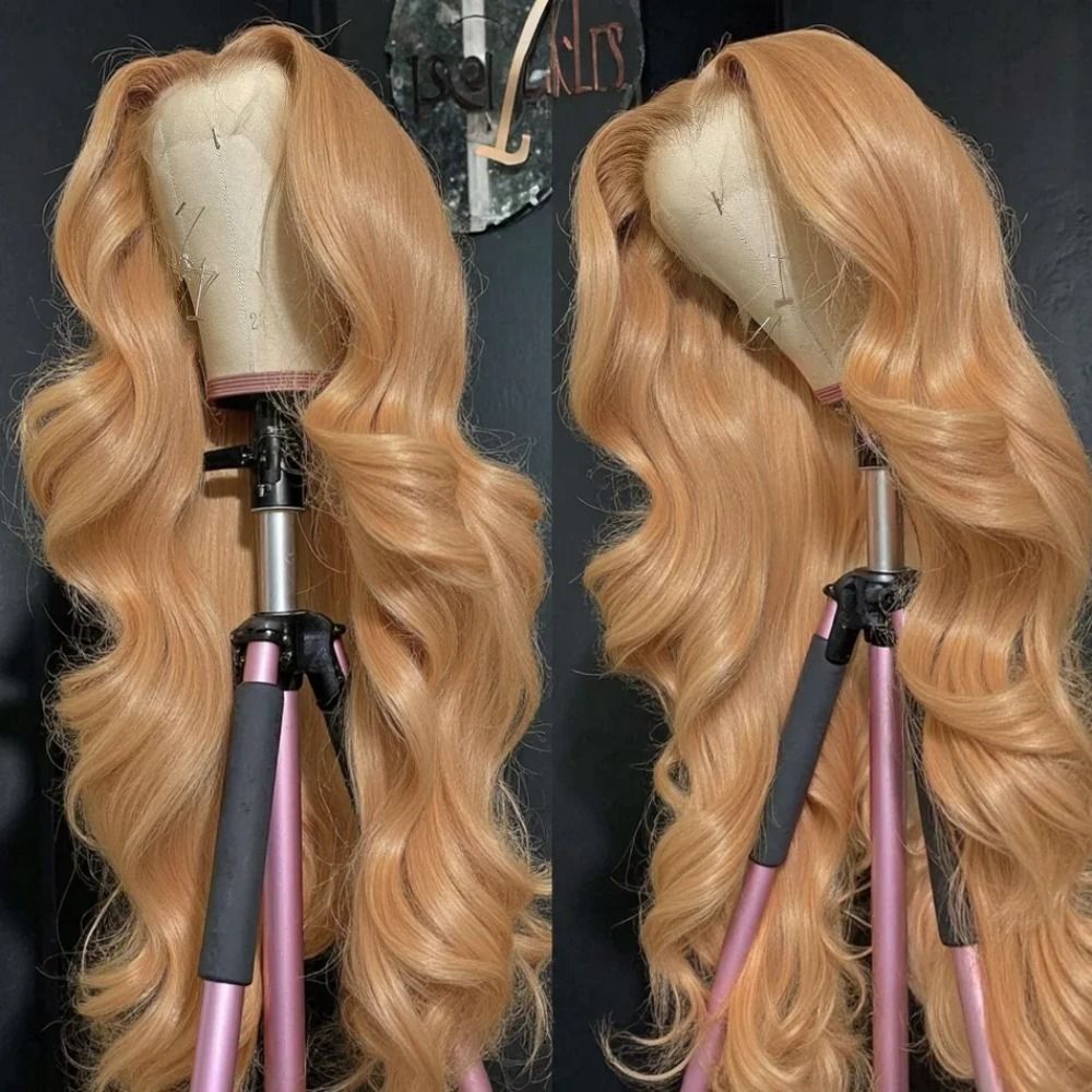 180 Density Honey Blonde Long Body Wave Human Hair Wig view 3