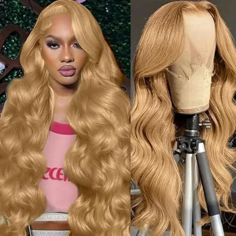 180 Density Honey Blonde Long Body Wave Human Hair Wig view 2