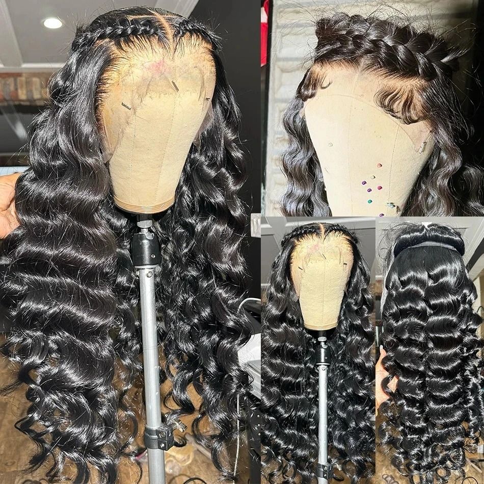 Black 13x4 Transparent Lace Curly Front Wig detail view 5
