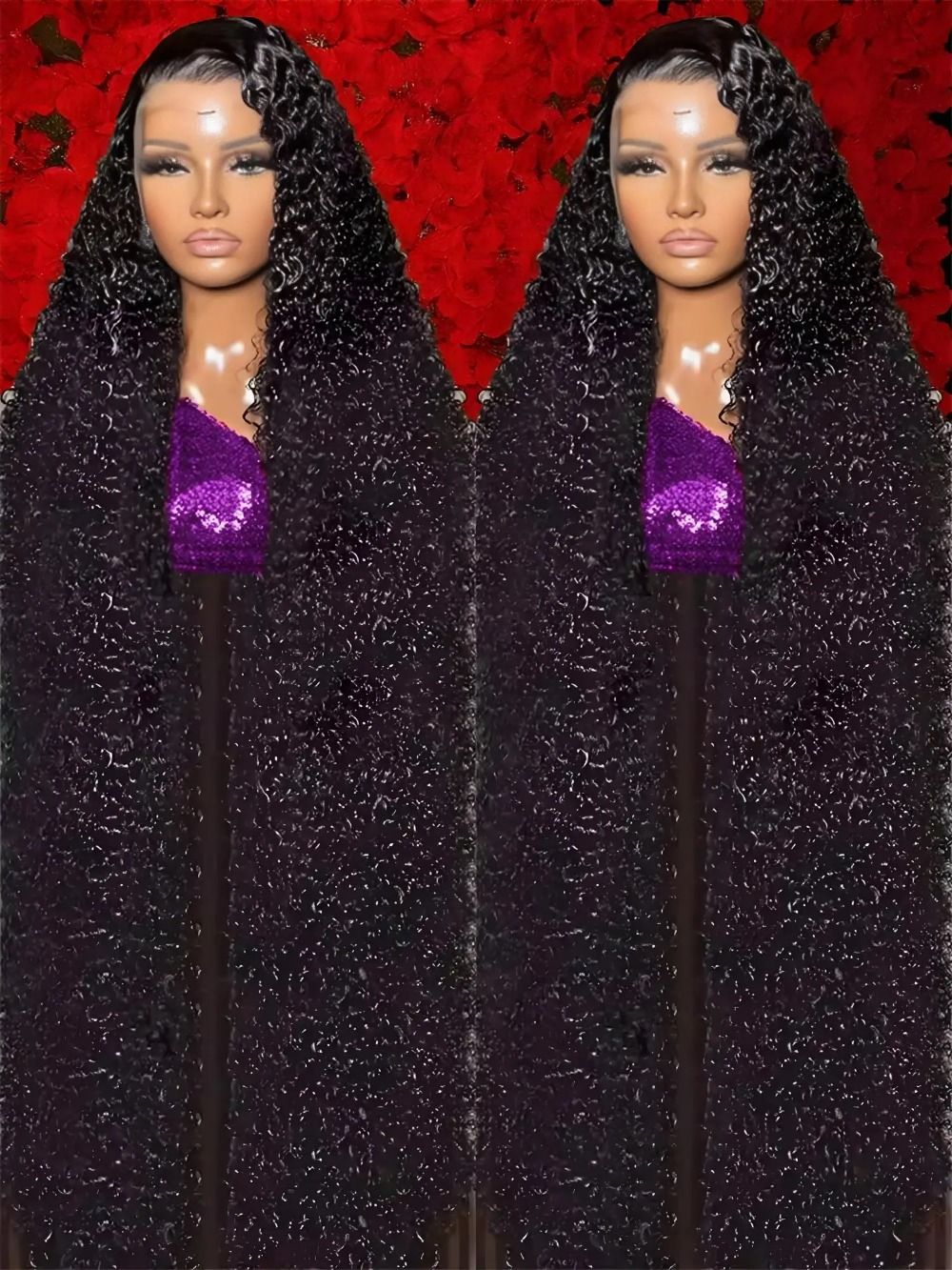 Black 13x4 Transparent Lace Curly Front Wig view 2