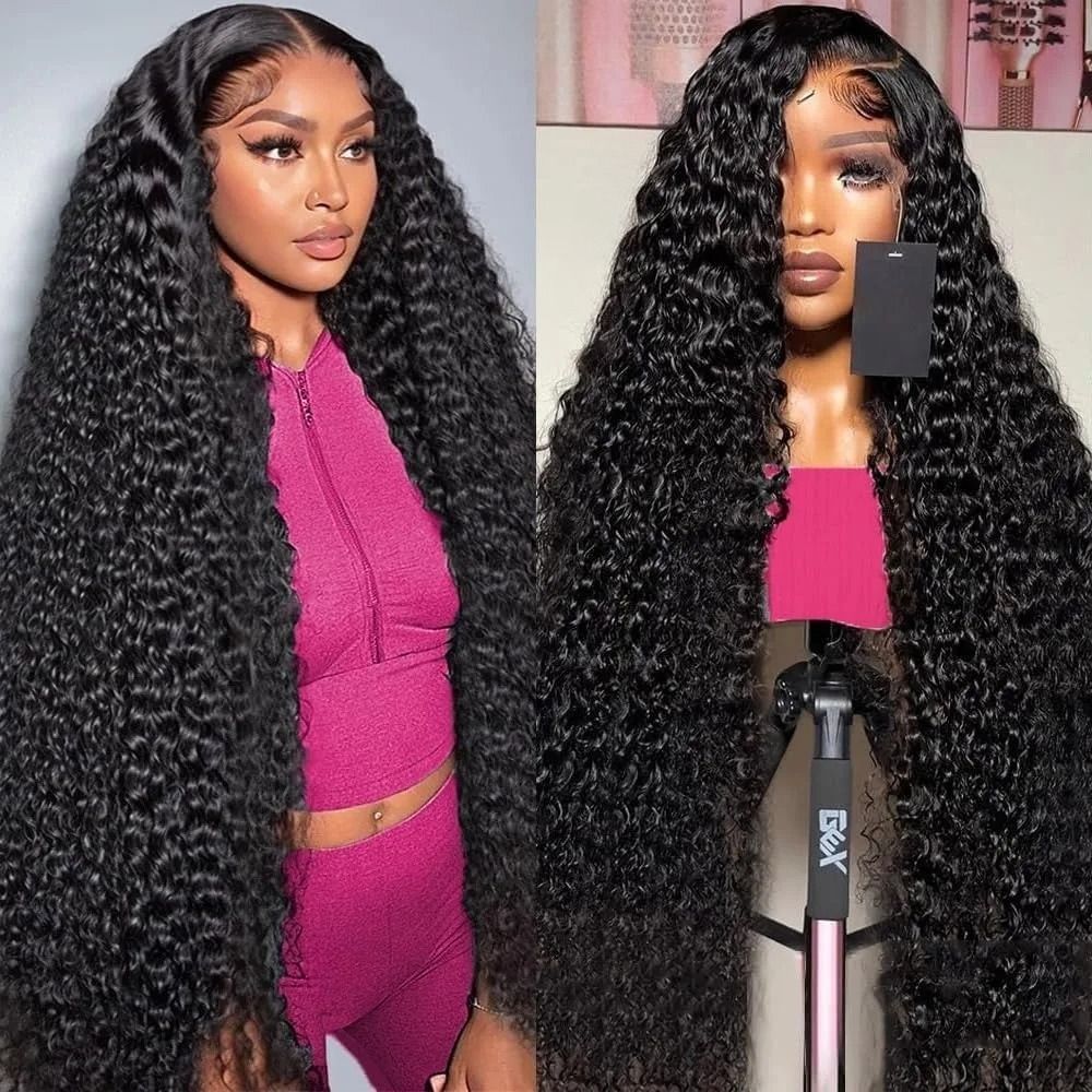 Black 13x4 Transparent Lace Curly Front Wig