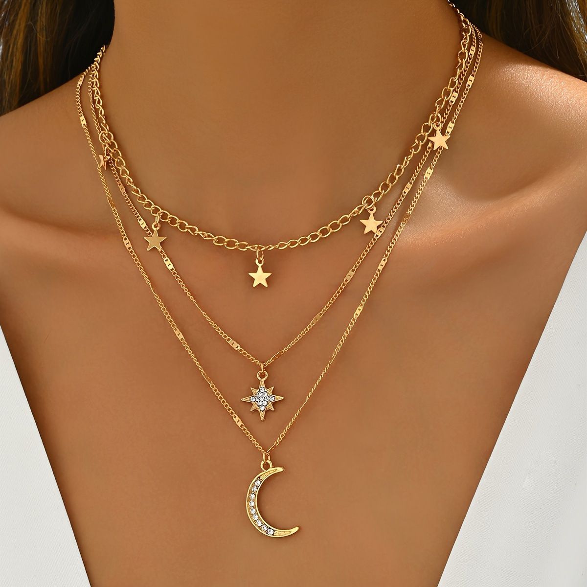Stylish Multi Layer Pentagram Crescent Pendant Double... From Choushoukeji, &Price; | DHgate.Com - Image 2