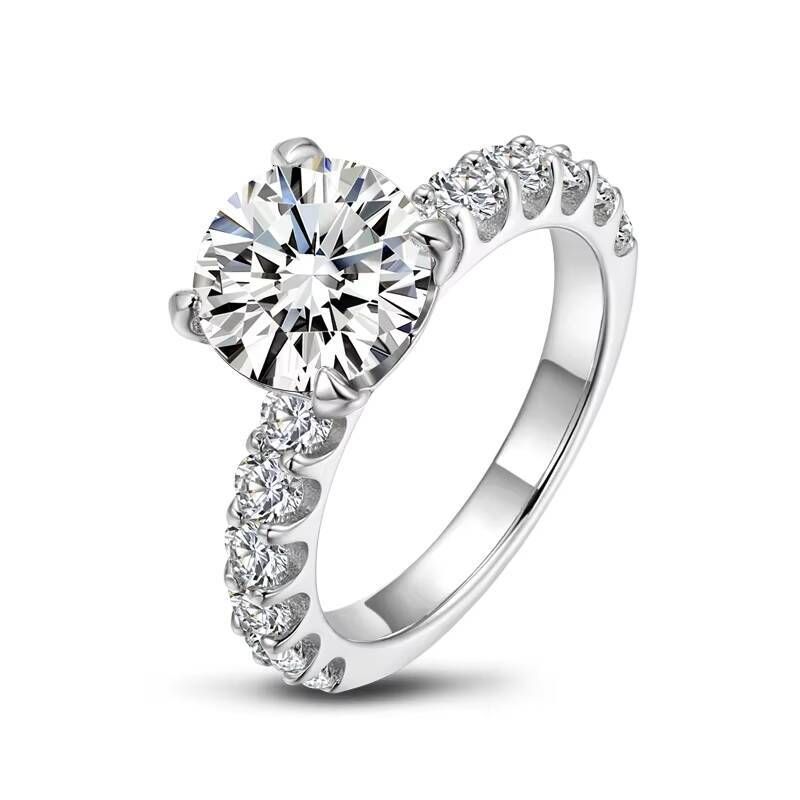 Anello di fidanzamento/matrimonio in oro massiccio 14 carati con moissanite da 2 carati, gioiello pregiato._voghion.com