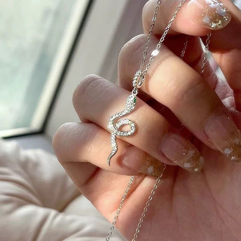 S925 Sterling Silver Snake Necklace For Women - Image 2