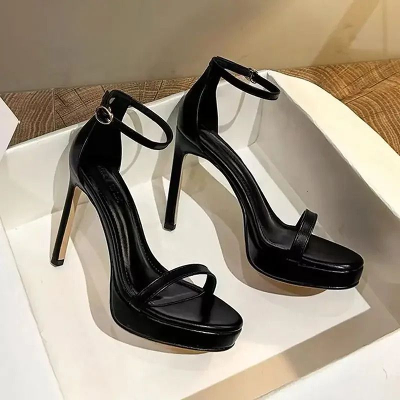 Womens High Heels Summer Round Open Toe One Strap Bag Heel Platform Anti Slip Wear Resistant Stiletto Sandals 260122_voghion.com