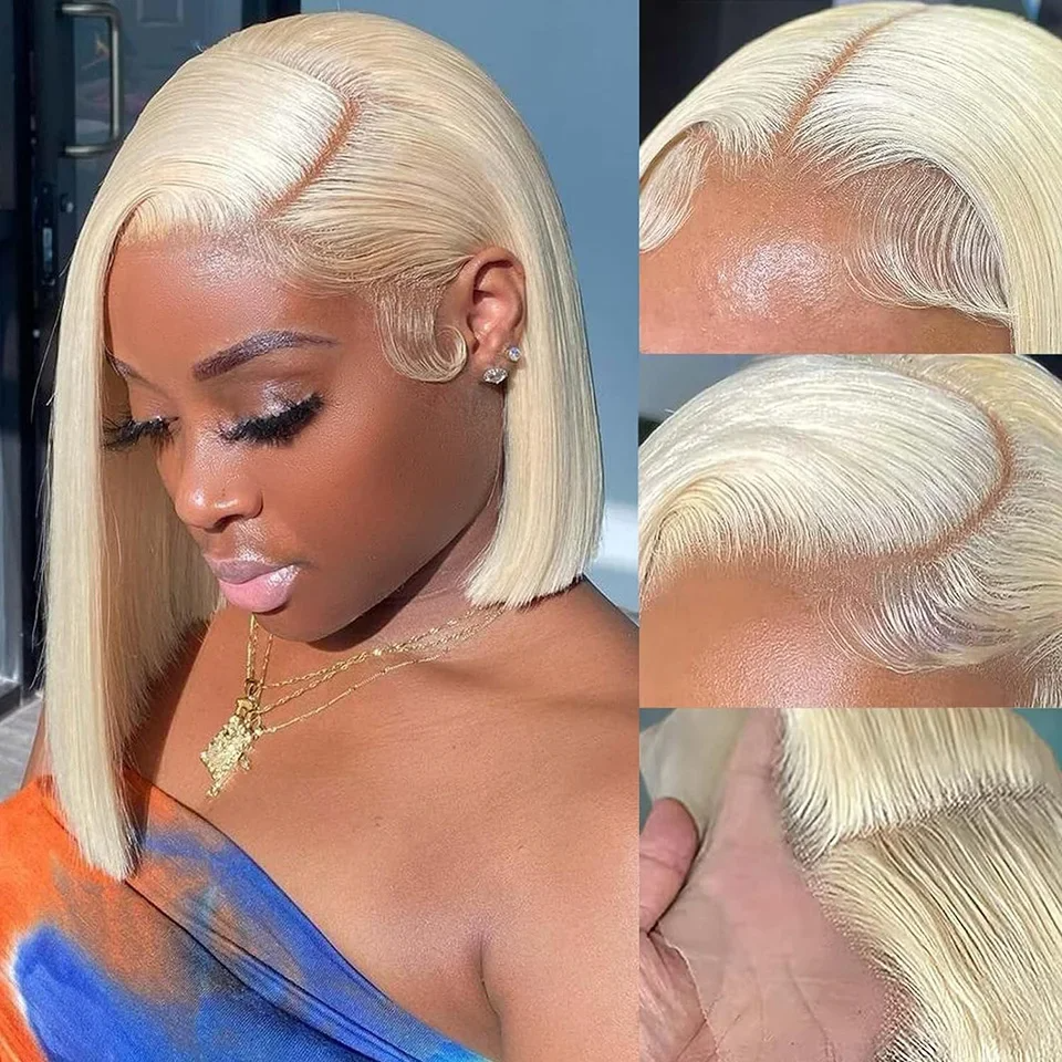 Blonde 13x6 HD Lace Straight Bob Wig detail view 5