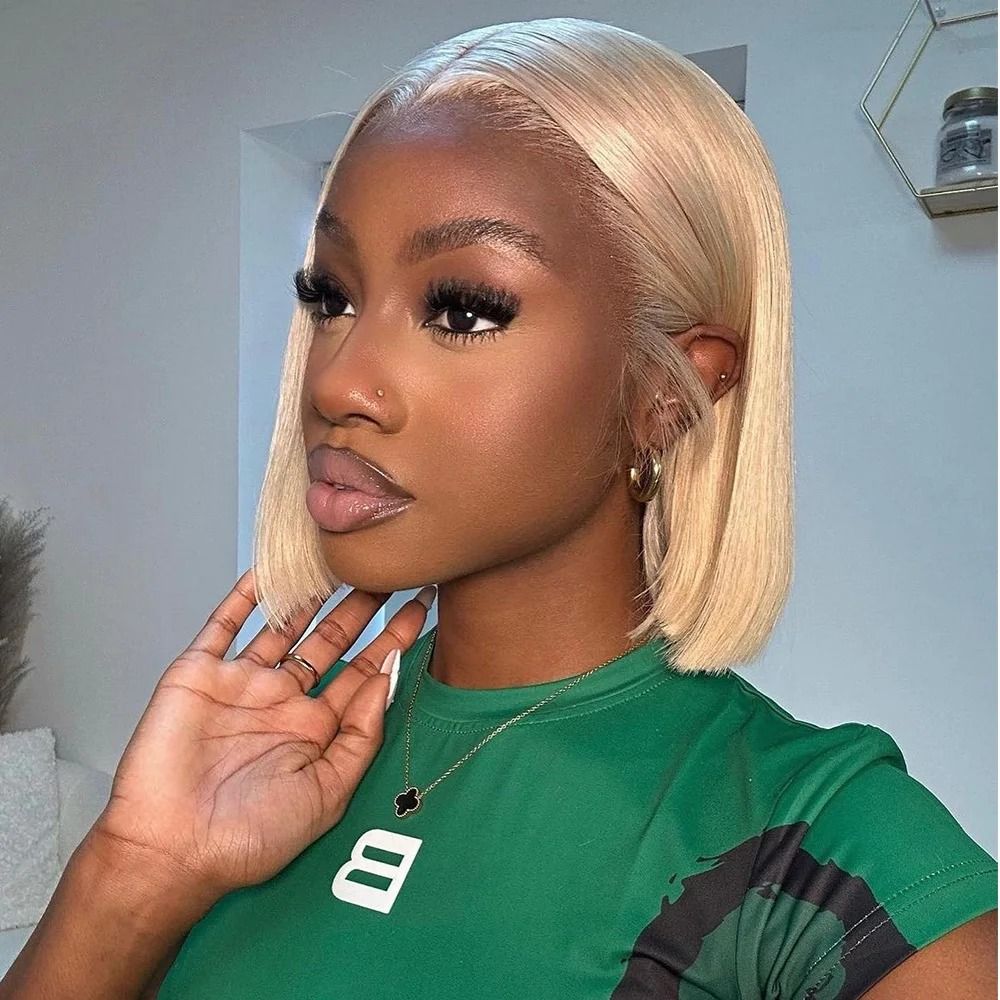 Blonde 13x6 HD Lace Straight Bob Wig detail view 4