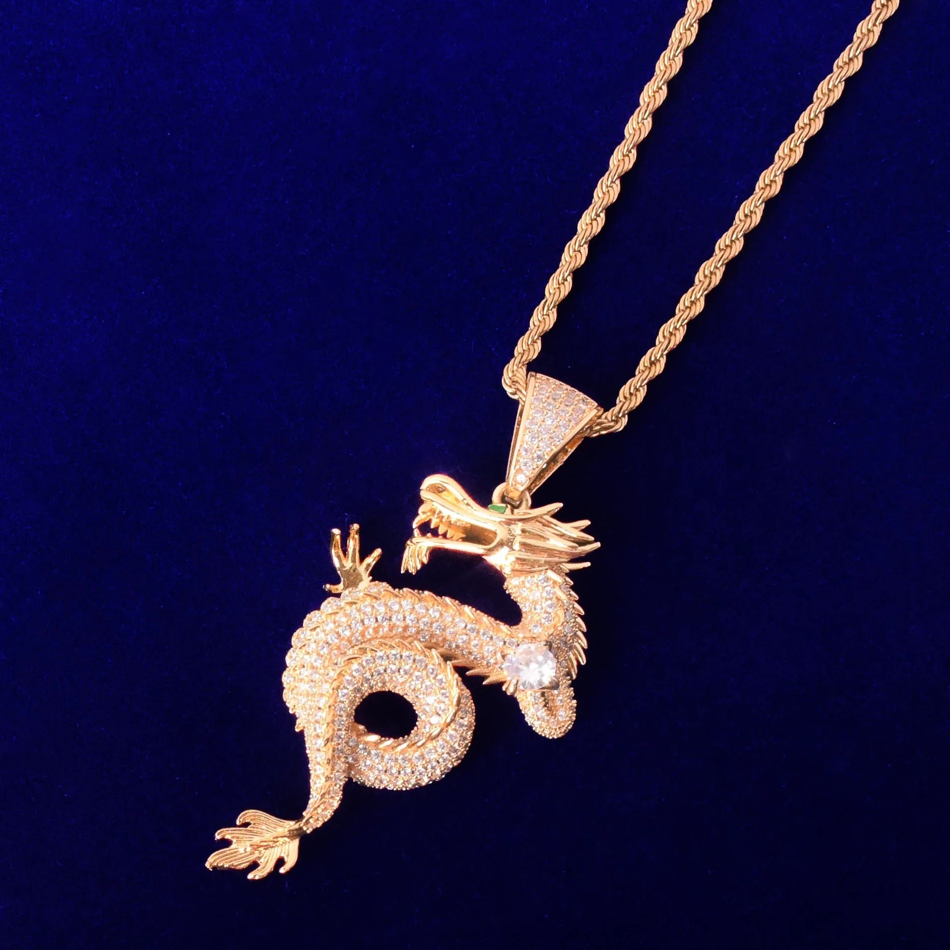 Zodiac Dragon Retro Gold Plated Hip Hop Pendant - Image 3