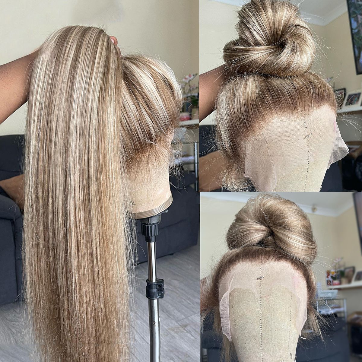 Brazilian Ombre Ash Blonde Lace Frontal Wig Lace Wigs Straight