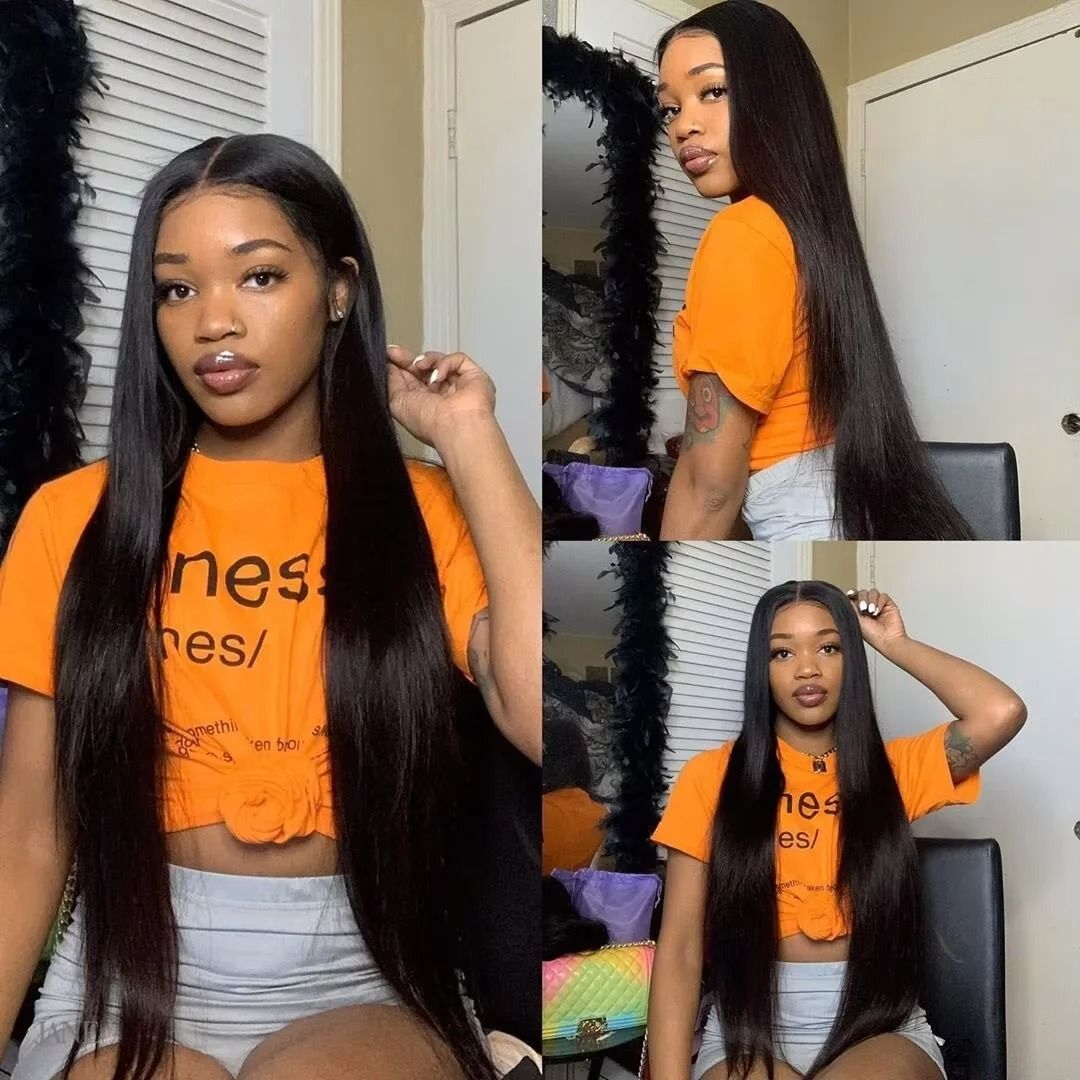 2026 Highlight Ombre Blonde Bone Straight Human Hair Wig 13x4 detail view 5