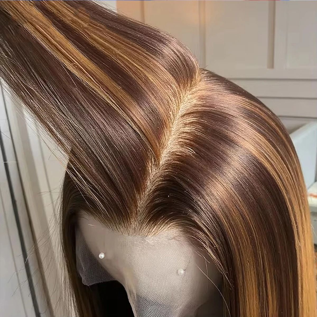 2026 Highlight Ombre Blonde Bone Straight Human Hair Wig 13x4 view 2