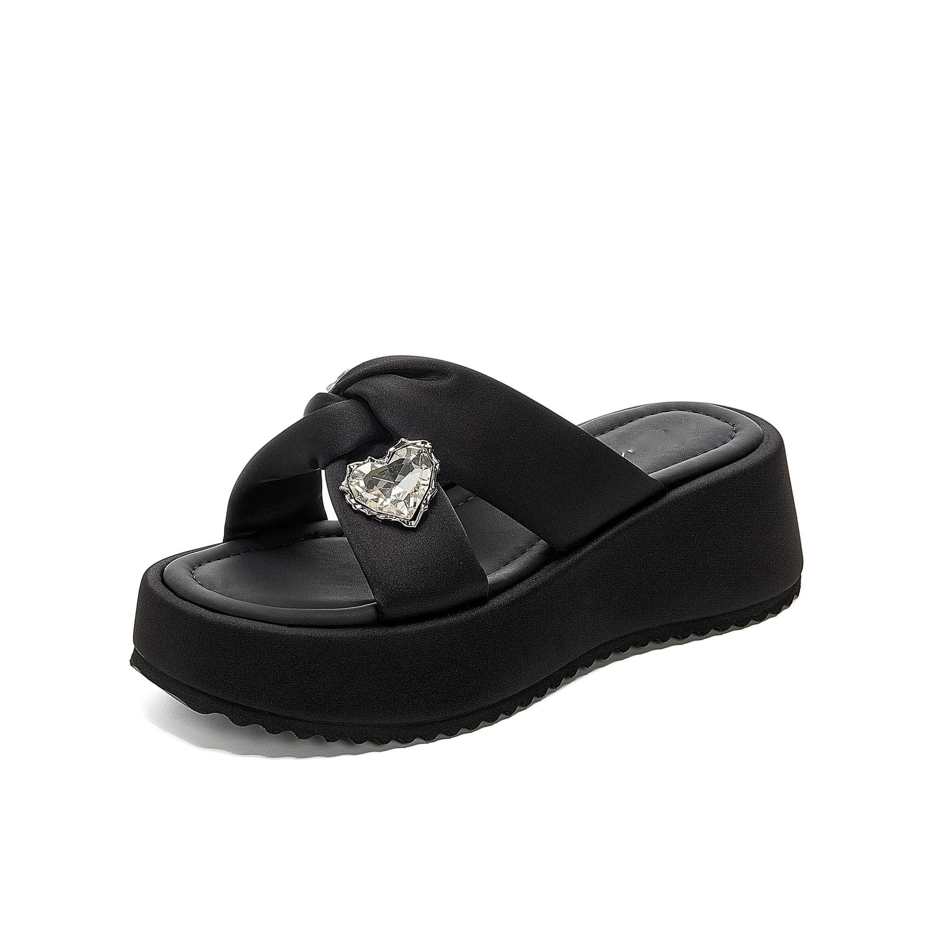 Thick One Piece Women In The Summer Of 2026 New Style For External Wear Soft Soled Rhinestones Comfortable And Cool_voghion.com