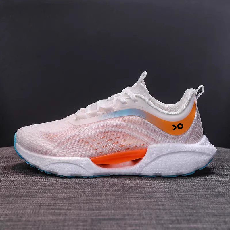 Women's Lightweight White Orange Gradient Mesh Running Shoes With Breathable Upper Outfit Daily_voghion.com