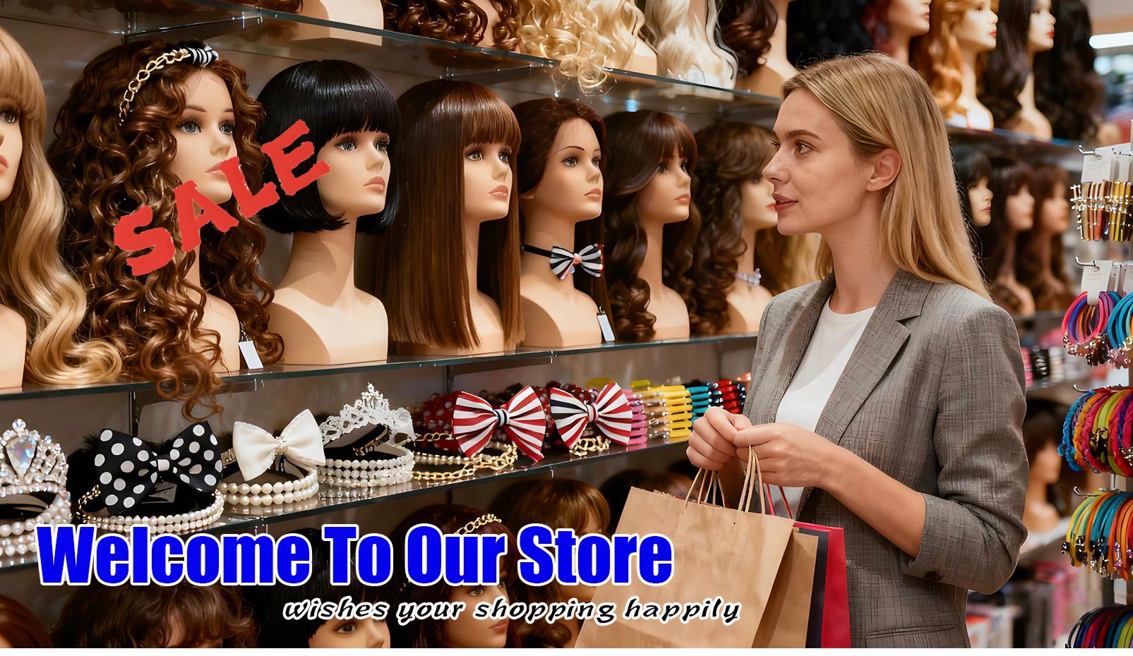 Hair Care Style Product Ombre Brown Human Hair Wig Pre-Styled detail view 1