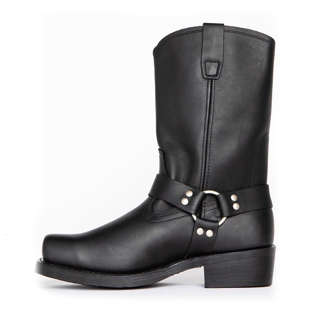 Mens Multi Color Shock Absorbing Leather Western Cowboy Boots With Harness Strap_voghion.com