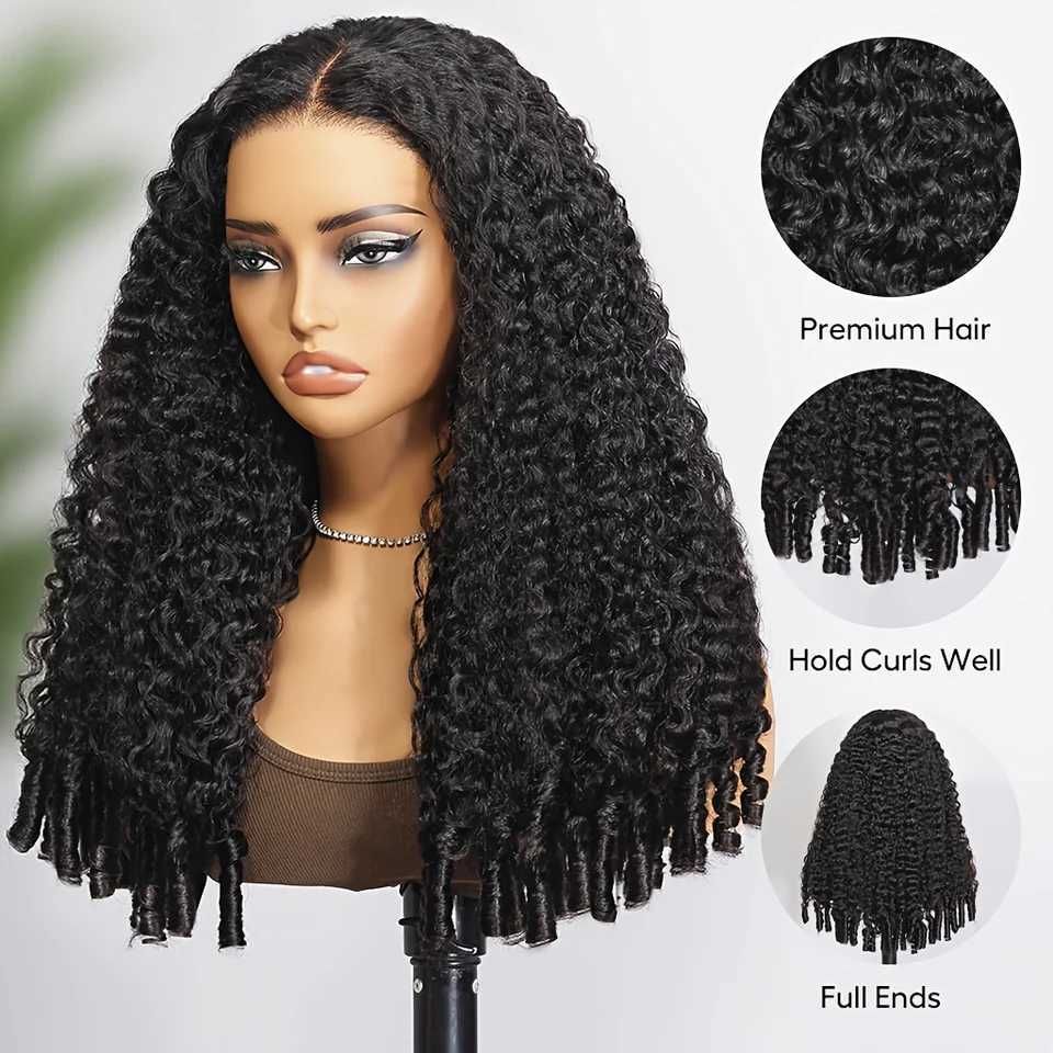 Burmese Curly Human Hair Half Wig 3-in-1 Glueless Natural Black view 3