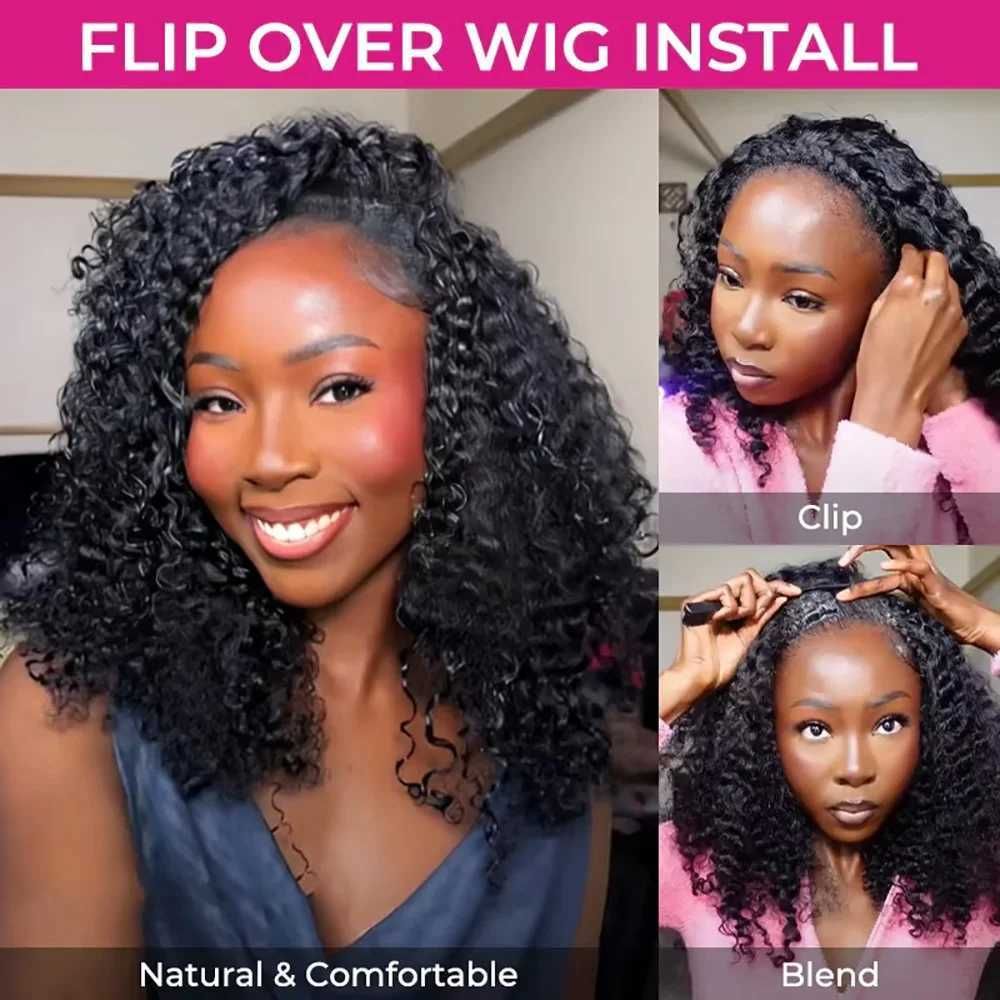 3 In 1 Human Hair Half Wig Glueless Drawstring Clip view 3
