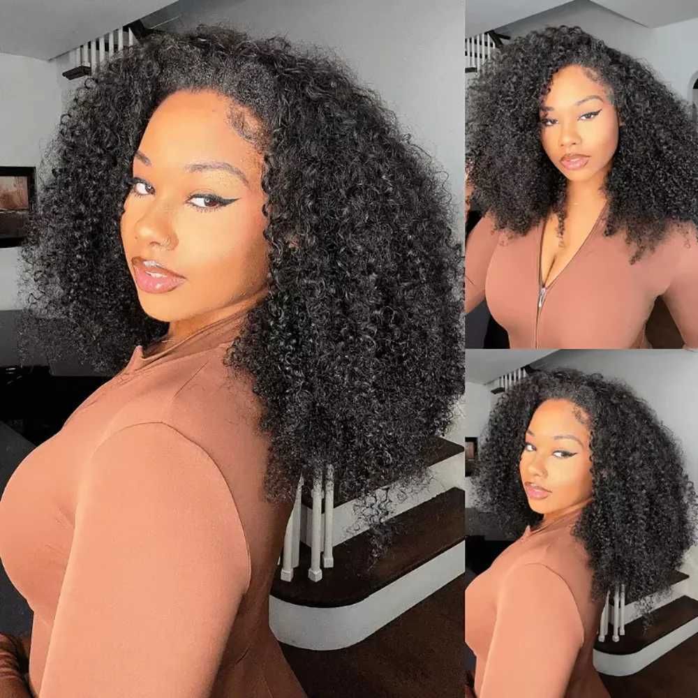 3 In 1 Human Hair Half Wig Glueless Drawstring Clip view 2