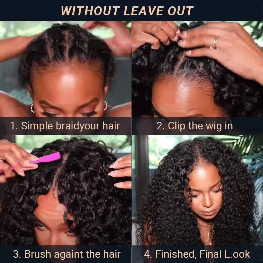 3 In 1 Human Hair Half Wig Glueless Drawstring Clip detail view 1
