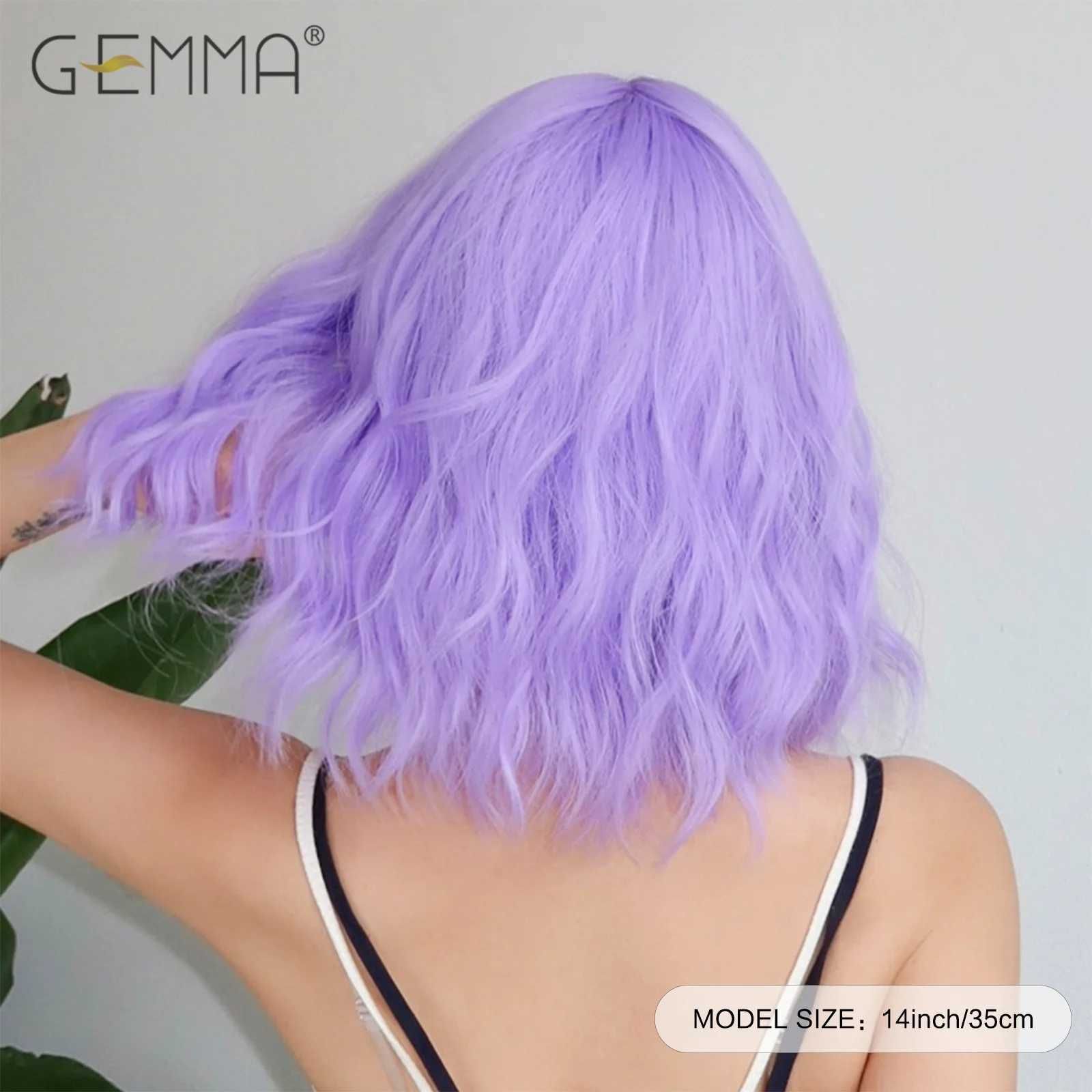 Shoulder Long Light Purple Synthetic Curly Wig with Bangs view 2
